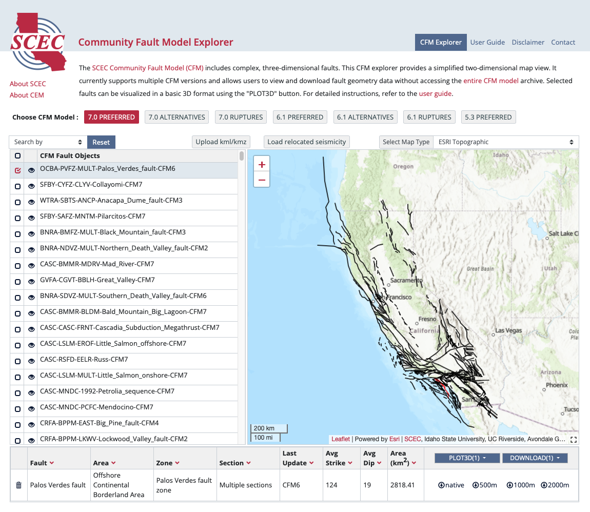 Screen capture of CFM Explorer interface